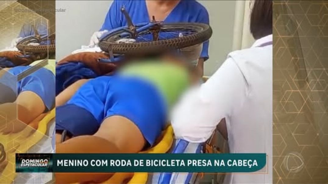 ⁣DOMINGO ESPETACULAR | Menino de 9 anos sofre acidente e fica com roda presa na cabeça