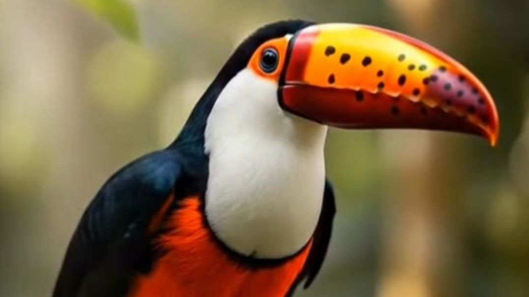 ⁣Esse tucano é muito diferente… olha essas cores! 🧡😱
