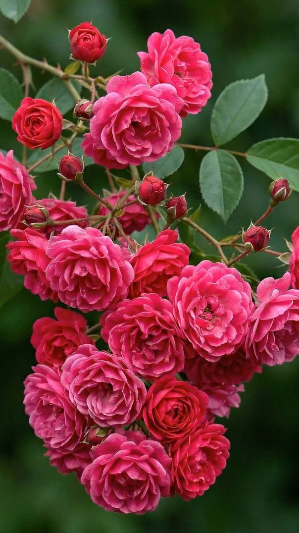 As flores são rosas 🌹🌹🌹 (Rosa spp.), especificamente uma variedade rosa vibrante. #flores #jardim #j