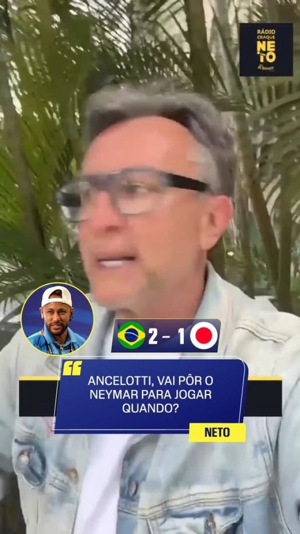 EITA! 😳 O Craque Neto não gostou nada de ver Neymar sem entrar em campo na vitória do Brasil sobre o
